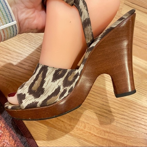 Dolce & Gabbana Cheetah animal print wood sandals platform open toe 39/8 - Picture 11 of 16